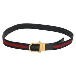 GUCCI Sherry Line Belt Leather 43.3"" Navy Gold